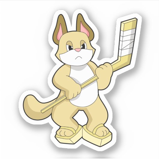 Eishockey mit Eishockeyschläger Aufkleber (Vorderseite)