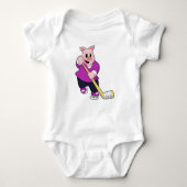 Eishockey mit Eishockeyschläger Baby Strampler (Vorderseite)
