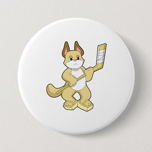 Eishockey mit Eishockeyschläger Button (Vorderseite)