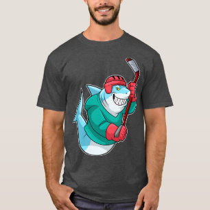 Eishockey mit Eishockeyschläger Helm T-Shirt