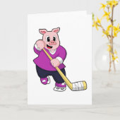 Eishockey mit Eishockeyschläger Karte (Gelbe Blume)