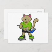Eishockey mit Eishockeyschläger Postkarte (Vorne/Hinten)