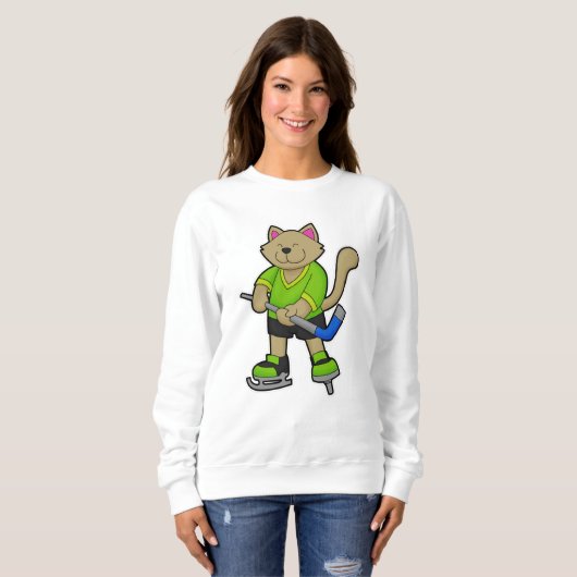 Eishockey mit Eishockeyschläger Sweatshirt (Vorne ganz)