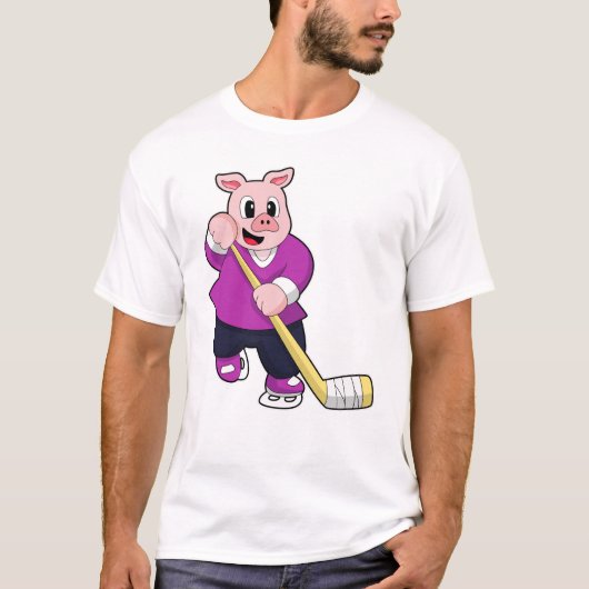 Eishockey mit Eishockeyschläger T-Shirt (Vorderseite)