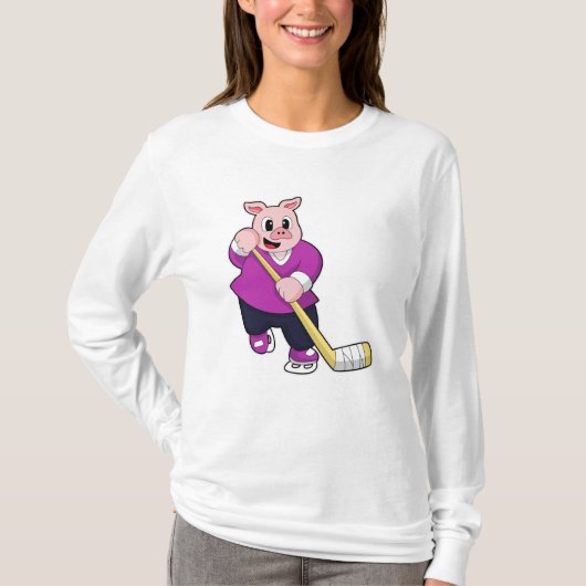 Eishockey mit Eishockeyschläger T-Shirt (Vorderseite)