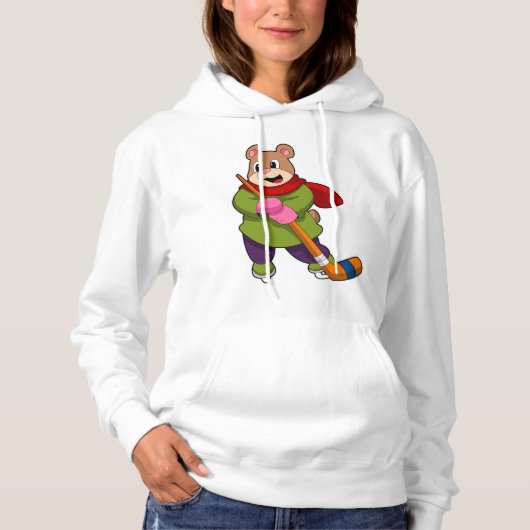 Eishockey mit Eishockeystick Hoodie (Vorderseite)