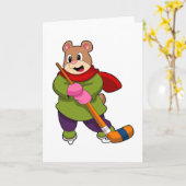 Eishockey mit Eishockeystick Karte (Gelbe Blume)