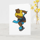 Eishockey mit Eishockeystick Karte (Gelbe Blume)