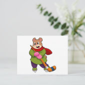 Eishockey mit Eishockeystick Postkarte (Stehend Vorderseite)