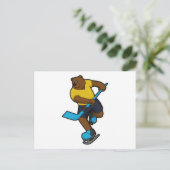 Eishockey mit Eishockeystick Postkarte (Stehend Vorderseite)