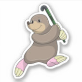 Eishockey mit Hockeyschläger Aufkleber (Vorderseite)