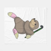 Eishockey mit Hockeyschläger Fleecedecke (Vorderseite (Horizontal))