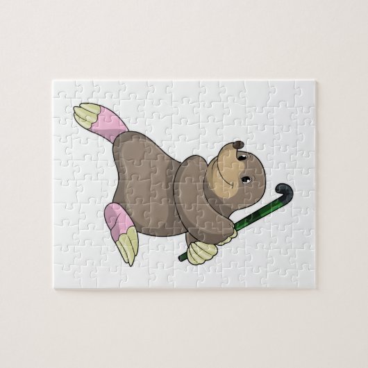 Eishockey mit Hockeyschläger Puzzle (Horizontal)