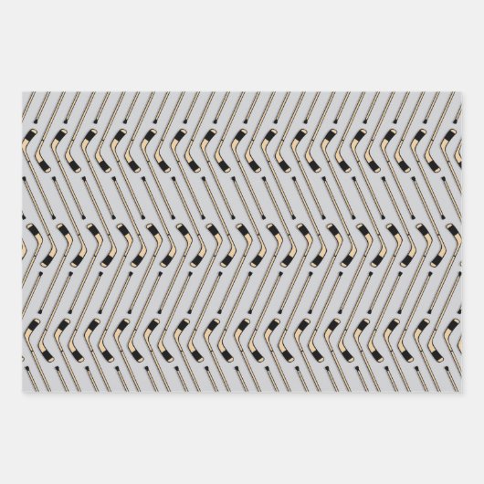 Eishockey Muster Pucks Sticks Spielspiel Geschenkpapier Set (Vorderseite 3)