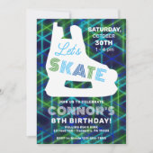 Eishockey Neon Glow Boys Geburtstagsparty Einladung (Vorderseite)