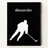 Eishockey-Notebook-Silhouette Schwarz-weiß Notizblock (Rückseite)