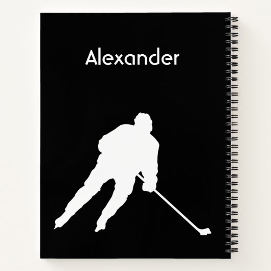 Eishockey-Notebook-Silhouette Schwarz-weiß Notizblock (Rückseite)