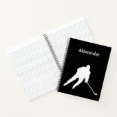 Eishockey-Notebook-Silhouette Schwarz-weiß Notizblock (Innenseite)