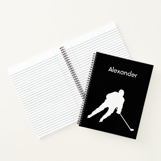 Eishockey-Notebook-Silhouette Schwarz-weiß Notizblock (Innenseite)