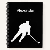 Eishockey-Notebook-Silhouette Schwarz-weiß Notizblock (Vorderseite)