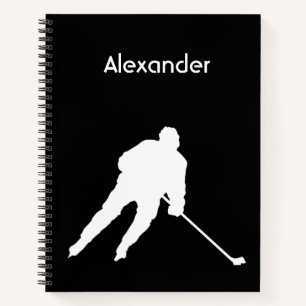 Eishockey-Notebook-Silhouette Schwarz-weiß Notizblock