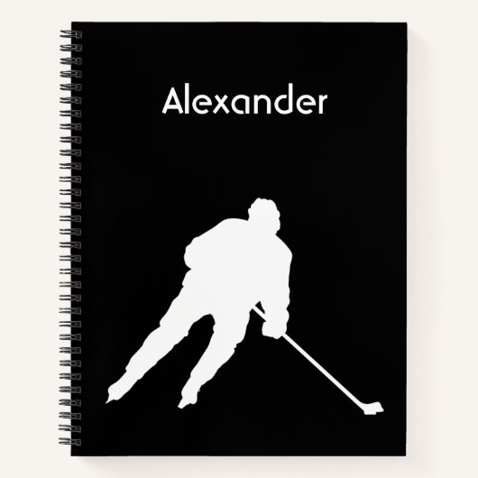 Eishockey-Notebook-Silhouette Schwarz-weiß Notizblock (Vorderseite)