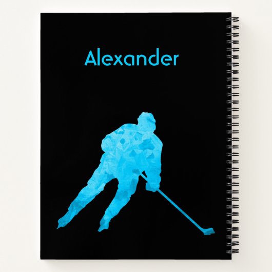 Eishockey-Notebook-Silhouette türkis Notizblock (Rückseite)