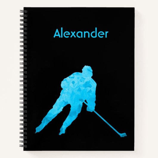Eishockey-Notebook-Silhouette türkis Notizblock (Vorderseite)