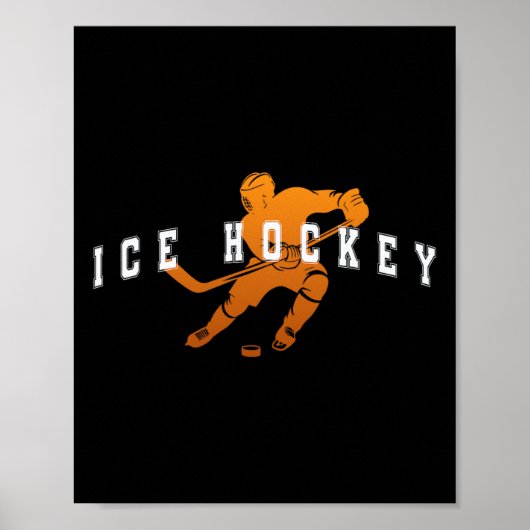 Eishockey Orange Team Spieler Varsity Text Poster (Vorne)