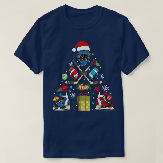 Eishockey-Ornament Weihnachtsbaum Happy Hockeyday T-Shirt (Design vorne)
