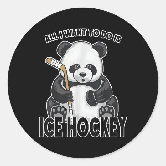 Eishockey-Panda alles, was ich Wollte, ist Bärensp Runder Aufkleber (Vorderseite)