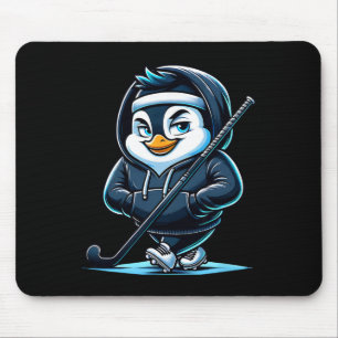 Eishockey Pinguin Maskottchen mit Schläger und Sch Mousepad