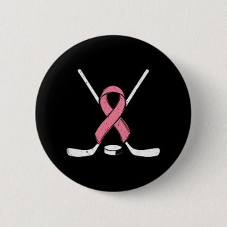 Eishockey Pink Ribbon Brustkrebs-Bewusstseinsspo Button