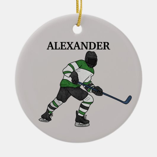 Eishockey Player Illustrierte Keramik Ornament (Vorne)