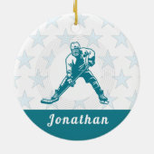 Eishockey Player Star Individuelle Name Winterspor Keramik Ornament (Hinten)