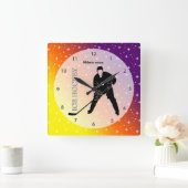 Eishockey Quadratische Wanduhr (Zuhause)