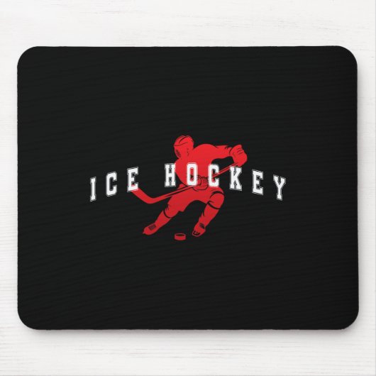 Eishockey Roter Team Spieler Varsity Text Mousepad (Vorne)