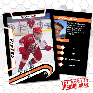 Eishockey-Sammelkarten in lebendigem Orange Telefonnummerkarte