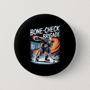 Eishockey-Schädel-Team-Knochen-Check-Power-Lustig- Button