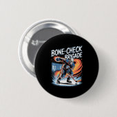Eishockey-Schädel-Team-Knochen-Check-Power-Lustig- Button (Vorne & Hinten)