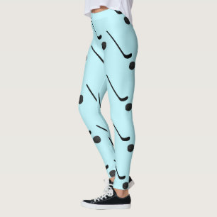 Eishockey Schwarz Farb Sticks Puck Hellblau Leggings