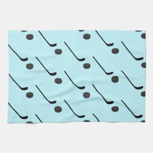 Eishockey Schwarze Farbe Sticks Puck Light Blue Geschirrtuch