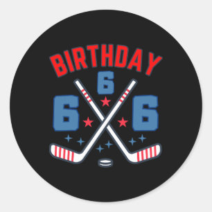 Eishockey Sechs Geburtstagsjunge 6. Party Jungen A Runder Aufkleber