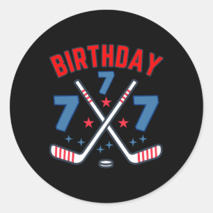 Eishockey Sieben Geburtstagsjunge 7. Party Jungen  Runder Aufkleber