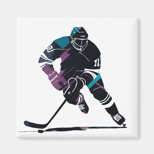 Eishockey-Silhouette Sport Challenge Style Magnet (Vorne)