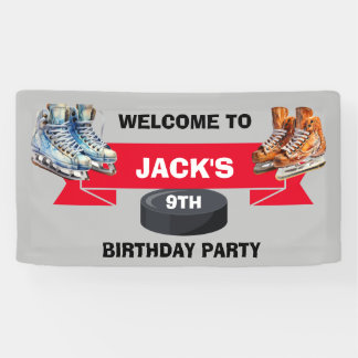 Eishockey-Skate Geburtstagsparty Banner