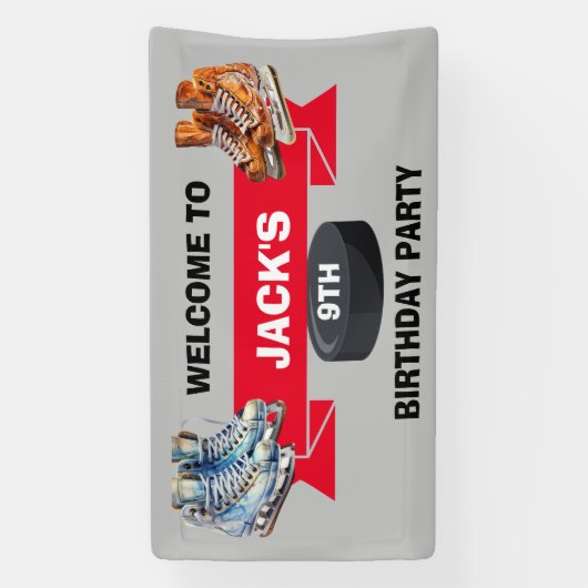 Eishockey-Skate Geburtstagsparty Banner (Vertikal)