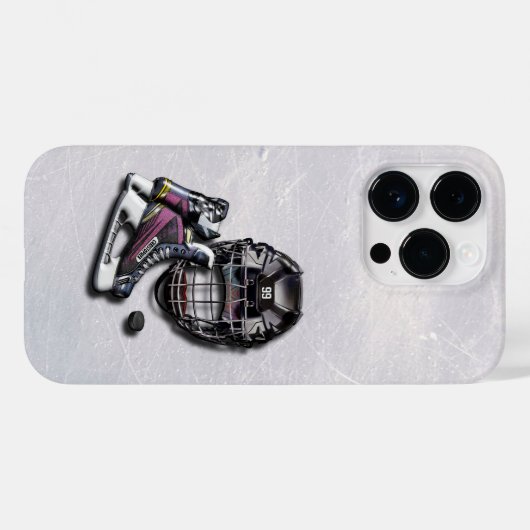 Eishockey-Skate Helmet Puck mit Name und Anzahl Case-Mate iPhone Hülle (Rückseite (Horizontal))