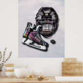 Eishockey-Skate Helmet Puck mit Name und Anzahl Poster (Küche)