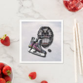 Eishockey-Skate Helmet Puck mit Name und Anzahl Serviette (Beispiel)